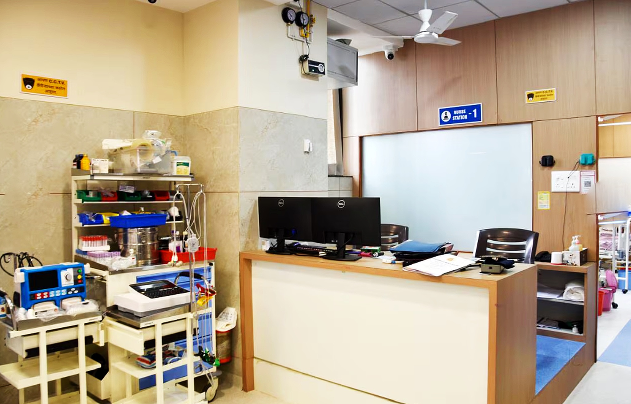 Patient-care room with monitoring equipment